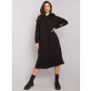 Čierne dámske dlhé mikinové šaty s kapucňou