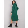 Tmavozelené dámske dlhé mikinové šaty s kapucňou