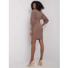 Hnedé priliehavé mini šaty s dlhými rukávmi