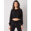 Čierne voľné crop tričko s dlhými rukávmi