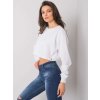 Biele voľné crop tričko s dlhými rukávmi