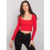 Červený dámsky crop top s dlhými rukávmi