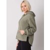 Khaki dámska mikina na zips s kapucňou
