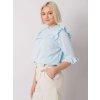 Svetlomodrá dámska elegantná blúzka s volánikmi