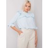 Svetlomodrá dámska elegantná blúzka s volánikmi