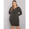 Khaki priliehavé mikinové šaty so zipsom