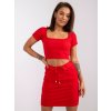 Červený dámsky crop top s krátkymi rukávmi