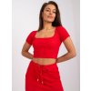 Červený dámsky crop top s krátkymi rukávmi