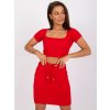 Červený dámsky crop top s krátkymi rukávmi