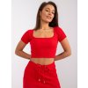 Červený dámsky crop top s krátkymi rukávmi