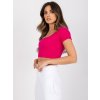 Ružový dámsky crop top s krátkymi rukávmi