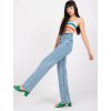 Modré dámske široké džínsy s vysokým pásom Sevilla