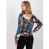 Modrá dámska vzorovaná blúzka s dlhými rukávmi