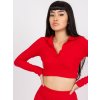 Červený crop top Flores s golierom