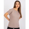 Béžové klasické tričko Salma zdobené čipkou