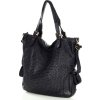 MARCO MAZZINI čierna kožená shopper kabelka s pleteným vzorom