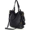 MARCO MAZZINI čierna kožená shopper kabelka s pleteným vzorom
