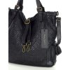 MARCO MAZZINI čierna kožená shopper kabelka s pleteným vzorom