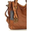 MARCO MAZZINI hnedá kožená shopper kabelka s pleteným vzorom