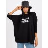 Čierne dámske voľné tričko s nápisom