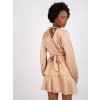 Béžové šaty Rimini s dlhým rukávom a volánmi