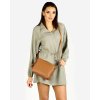 MARCO MAZZINI Camel dvojkomorová kožená crossbody kabelka