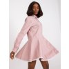 Svetloružové košeľové mini šaty s čipkou na sukni