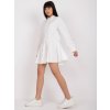 Biele košeľové mini šaty s čipkou na sukni