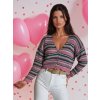 Farebný pruhovaný sveter s gombíkmi COLORFUL
