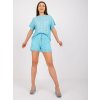Modrý letný háčkovaný komplet šortiek a trička