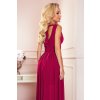 Dlhé bordové spoločenské šaty s výstrihom GERDA