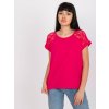 Ružové dámske tričko s čipkovými rukávmi
