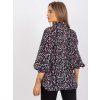 Čierna dámska voľná vzorovaná blúzka