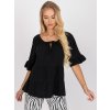Čierne dámske voľné tričko s riasením