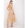 Béžové maxi šaty s volánom