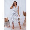Biele kvetované midi šaty Rose