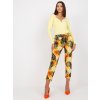 Žlté letné nohavice so vzorom listov