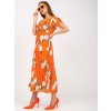 Oranžové plisované šaty s ružami