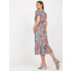Modro-ružové vzorované midi šaty s rozparkom