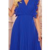Elegantné modré šaty BRENDA s plisovanou sukňou