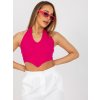 Fuchsiový žebrovaný crop top