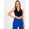 Čierny rebrovaný crop top