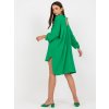 Zelené asymetrické košeľové šaty s prestrihom