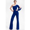 Zafírovo-modrý elegantný overal s jedným rukávom