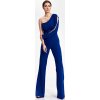 Zafírovo-modrý elegantný overal s jedným rukávom