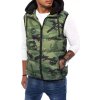 Zelená maskáčová prešívaná vesta s kapucňou