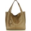 MARCO MAZZINI Béžová taupe dámska kožená shopper kabelka