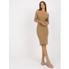 Svetlohnedé rebrované upnuté šaty