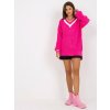 Neónovo-ružový sveter s lemovaním výstrihu (Veľkosť ONE SIZE)