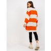 Dlhší voľný pletený kardigan - oranžová-smotanová